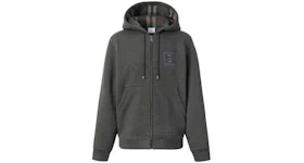 Burberry Burberry Letter Graphic Cotton Blend Zip Hoodie Charcoal Grey