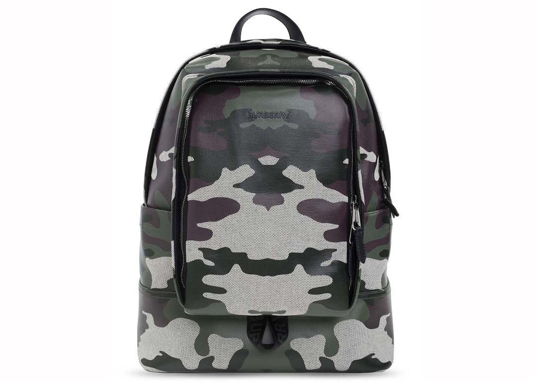 Pre-owned Burberry Camouflage Backpack Green Multi