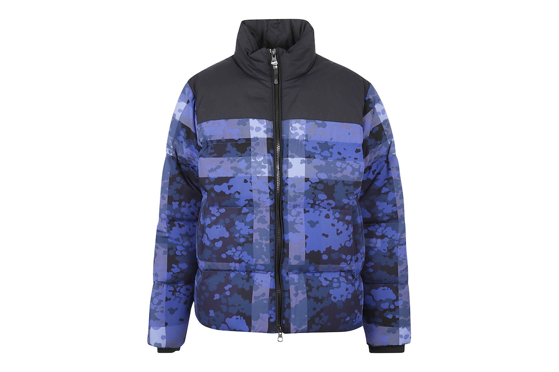 Pre-owned Burberry Camouflage Check Thermoregulated Puffer Down Jacket Blue/black