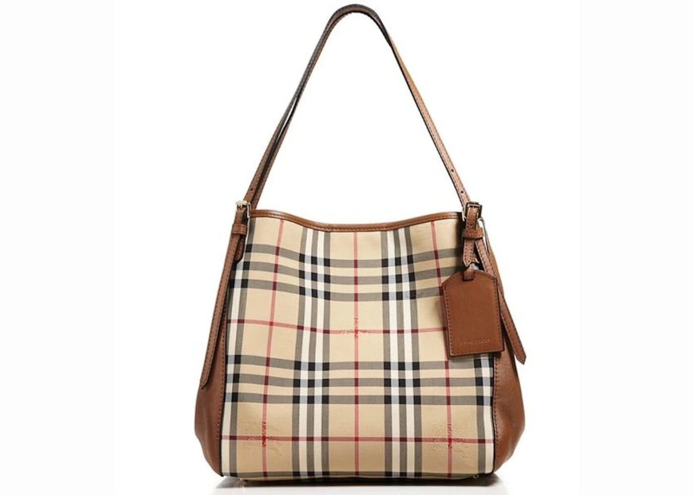 Burberry Red Leather Horseferry Check Canvas Small Canterbury Tote Bag -  Yoogi's Closet