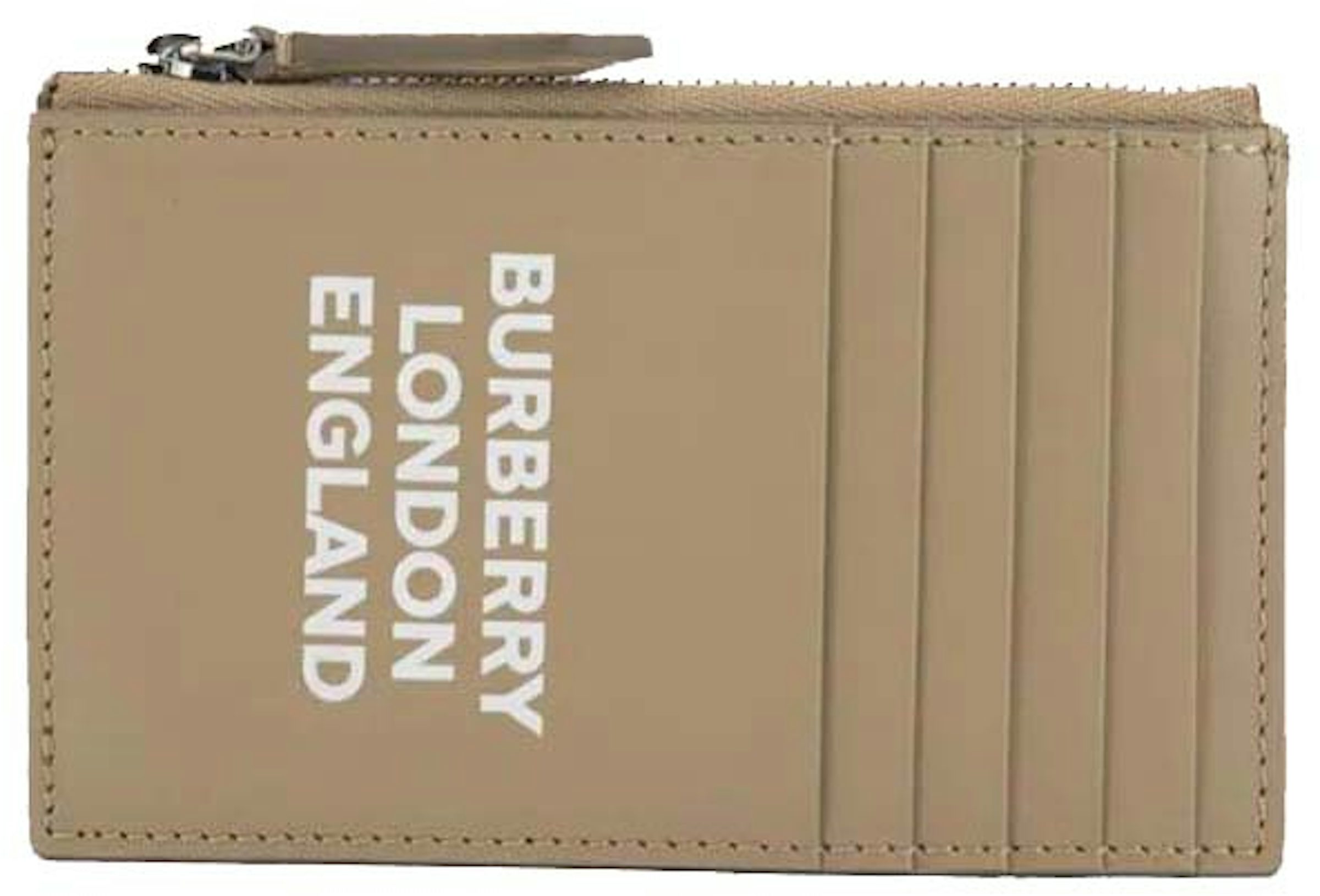 Burberry Card Coin Case (5 Card Slot) Card Case Beige in Leather
