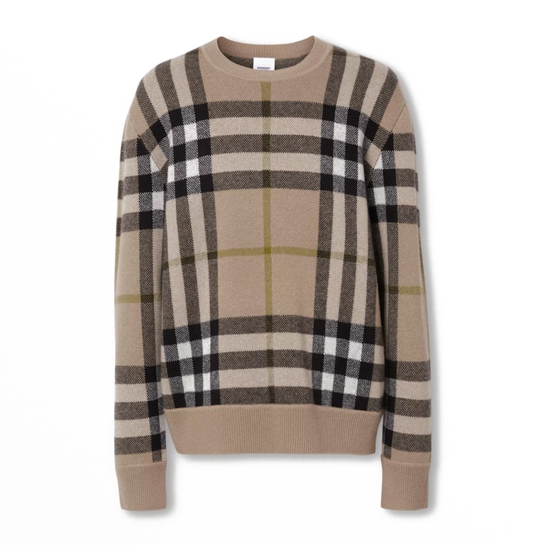 Pre-owned Burberry Cashmere Jacquard Sweater Soft Fawn