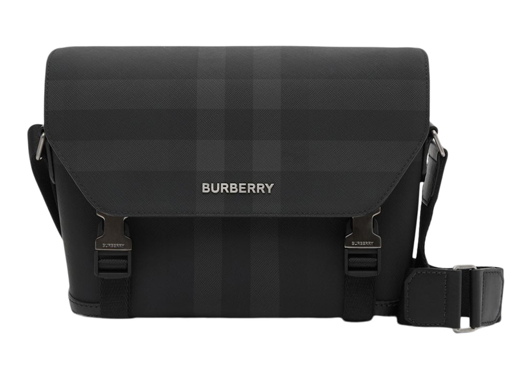 Pre-owned Burberry Charcoal Check Small Wright Messenger Bag Black/charcoal