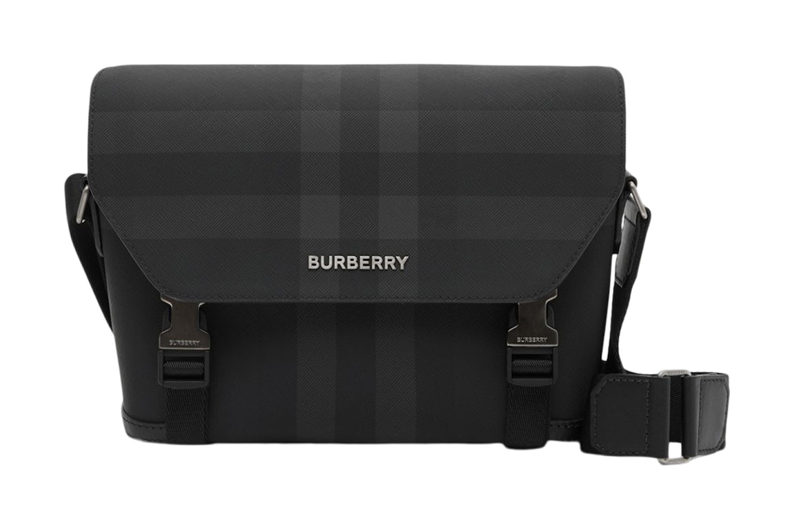 Pre-owned Burberry Charcoal Check Small Wright Messenger Bag Black/charcoal