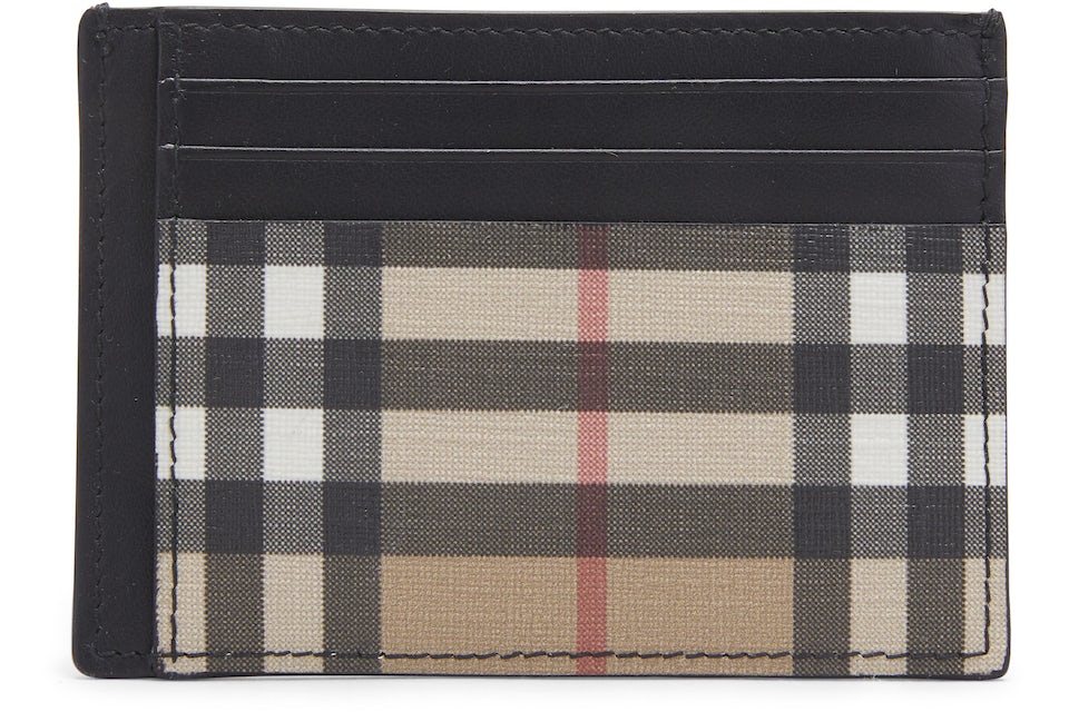 Burberry Vintage Check and Leather Money Clip Card Case 3 Slot Archive  Beige in Thermoplastic/Calfskin with Silver-tone - US
