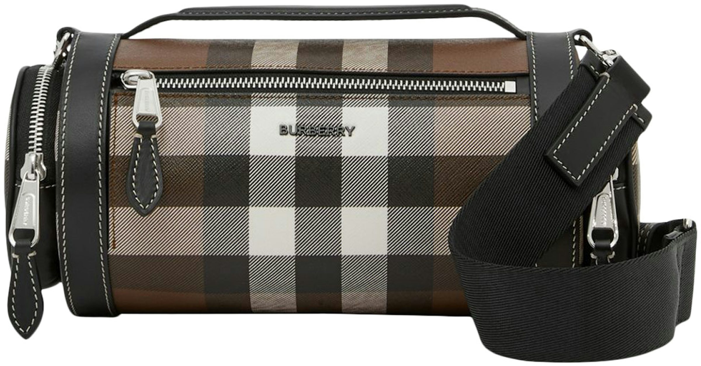 Burberry Check and Leather Freya Tote Bag Medium Dark Birch Brown in  Cotton/Polyurethane with Gold-tone - US
