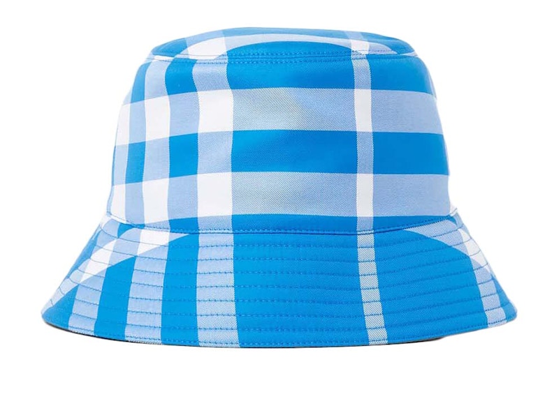 Pre-owned Burberry Women's Check Baseball Cap In Blue/white In Multi