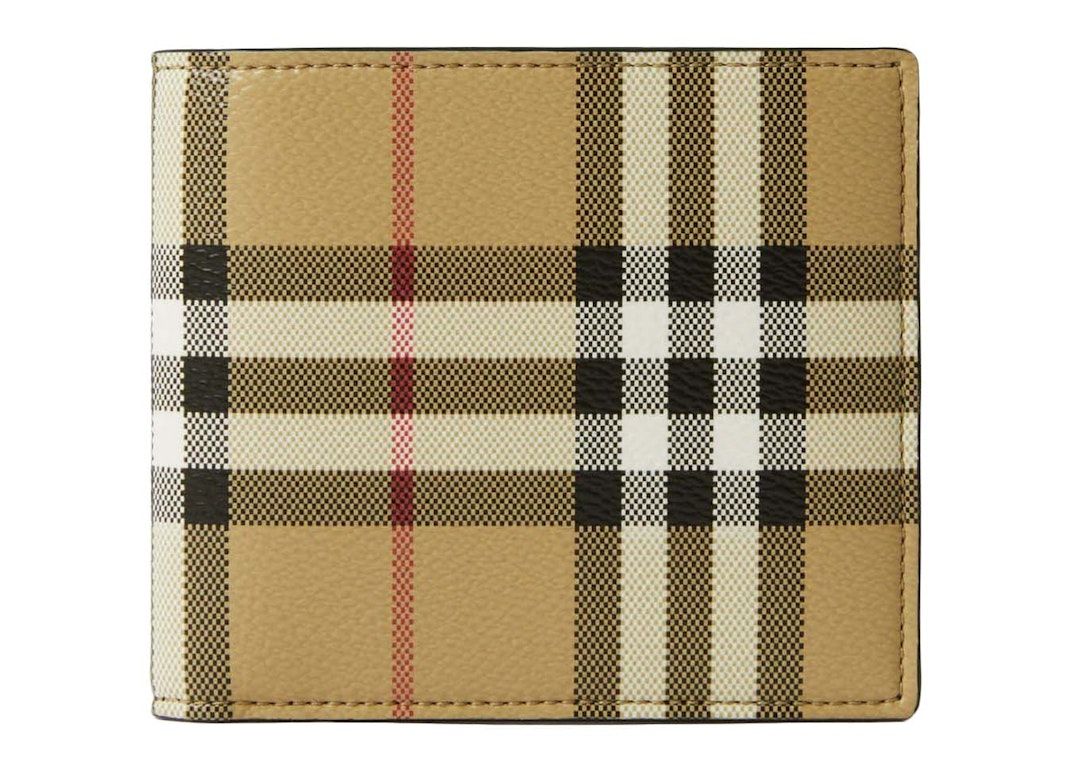Pre-owned Burberry Check Bifold Wallet Archive Beige