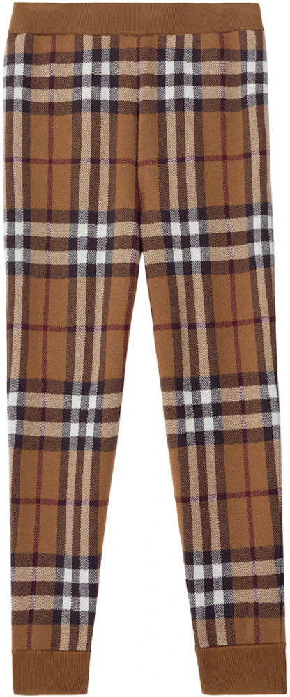 Burberry Check Cashmere Jogging Pants Dark Birch Brown - SS23 - GB