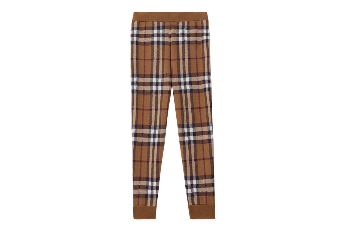 Pre-owned Burberry Check Cashmere Jogging Pants Dark Birch Brown