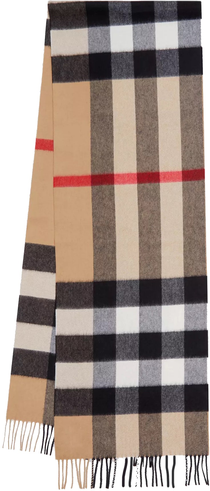 Reversible Check and Monogram Cashmere Scarf in Archive Beige