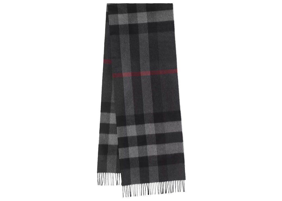 Pre-owned Burberry Check Cashmere Scarf Charcoal