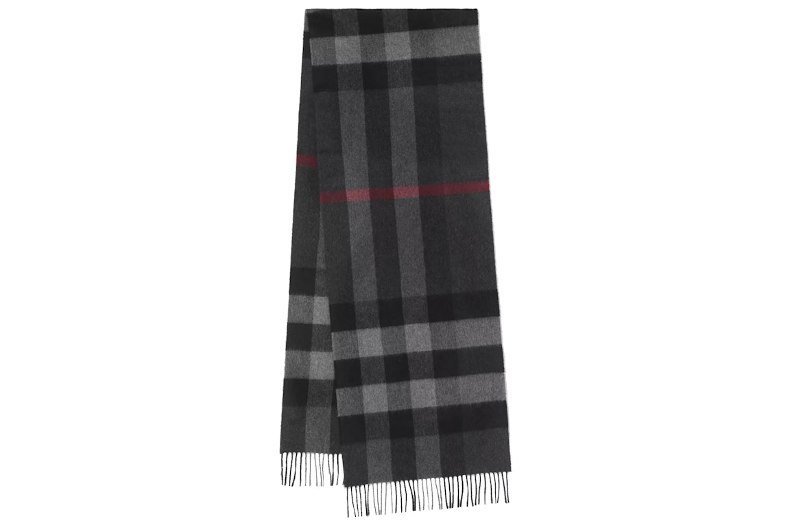 Pre-owned Burberry Check Cashmere Scarf Charcoal