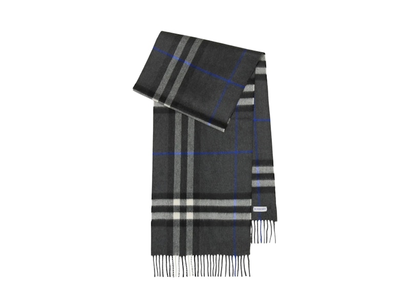 Pre-owned Burberry Check Cashmere Scarf In Dark Charcoal In Gray