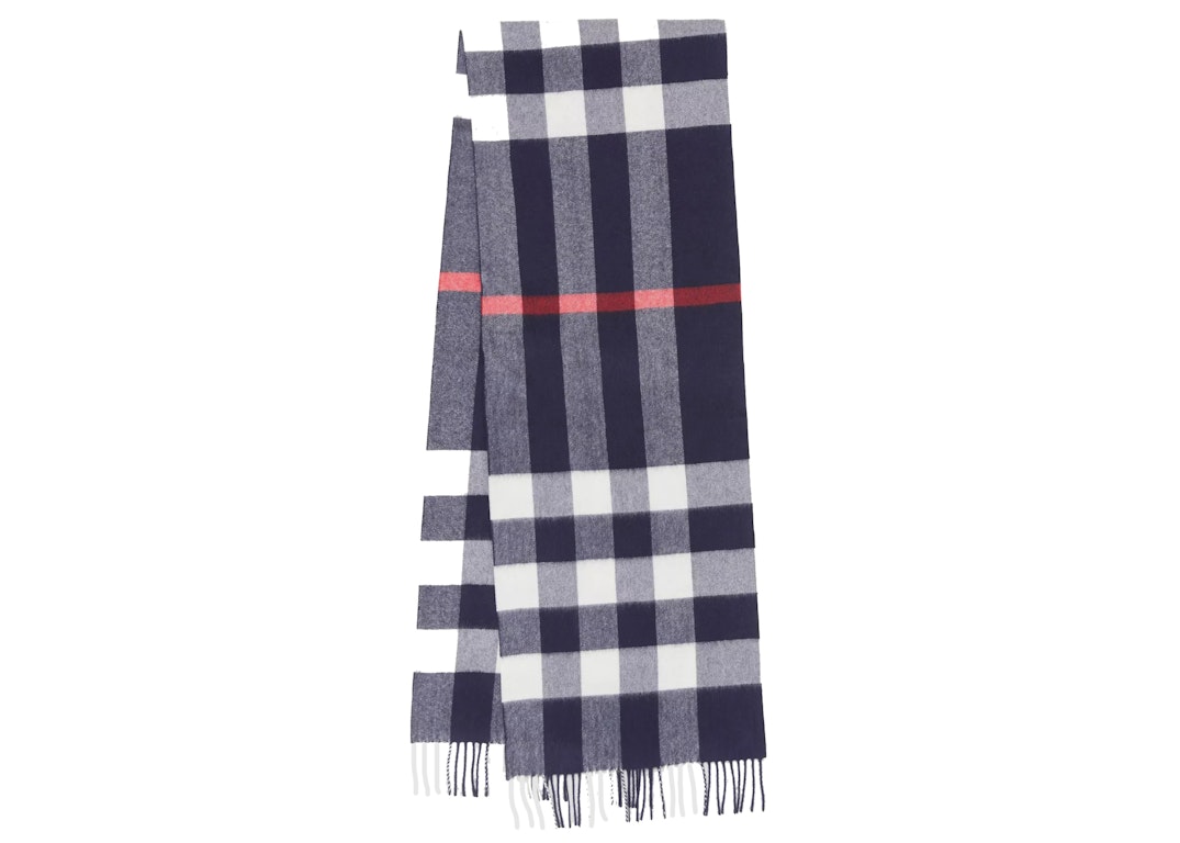 Pre-owned Burberry Check Cashmere Scarf Navy
