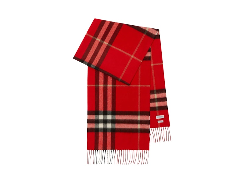 Burberry Check Cashmere Scarf Red - US Burberry Check Cashmere Scarf Red - US