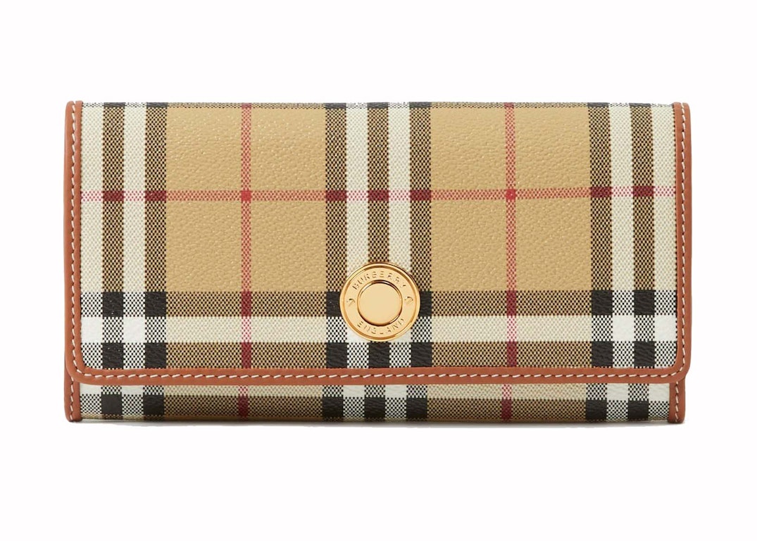 Pre-owned Burberry Check Continental Wallet Archive Beige