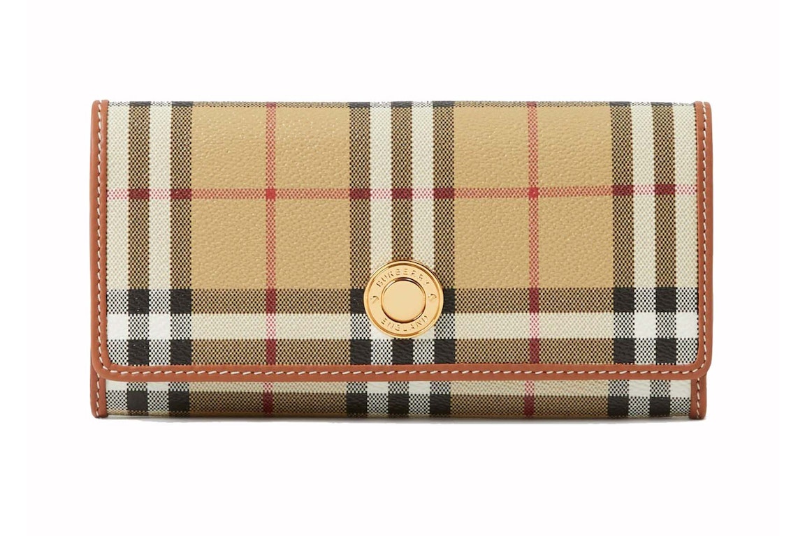 Pre-owned Burberry Check Continental Wallet Archive Beige