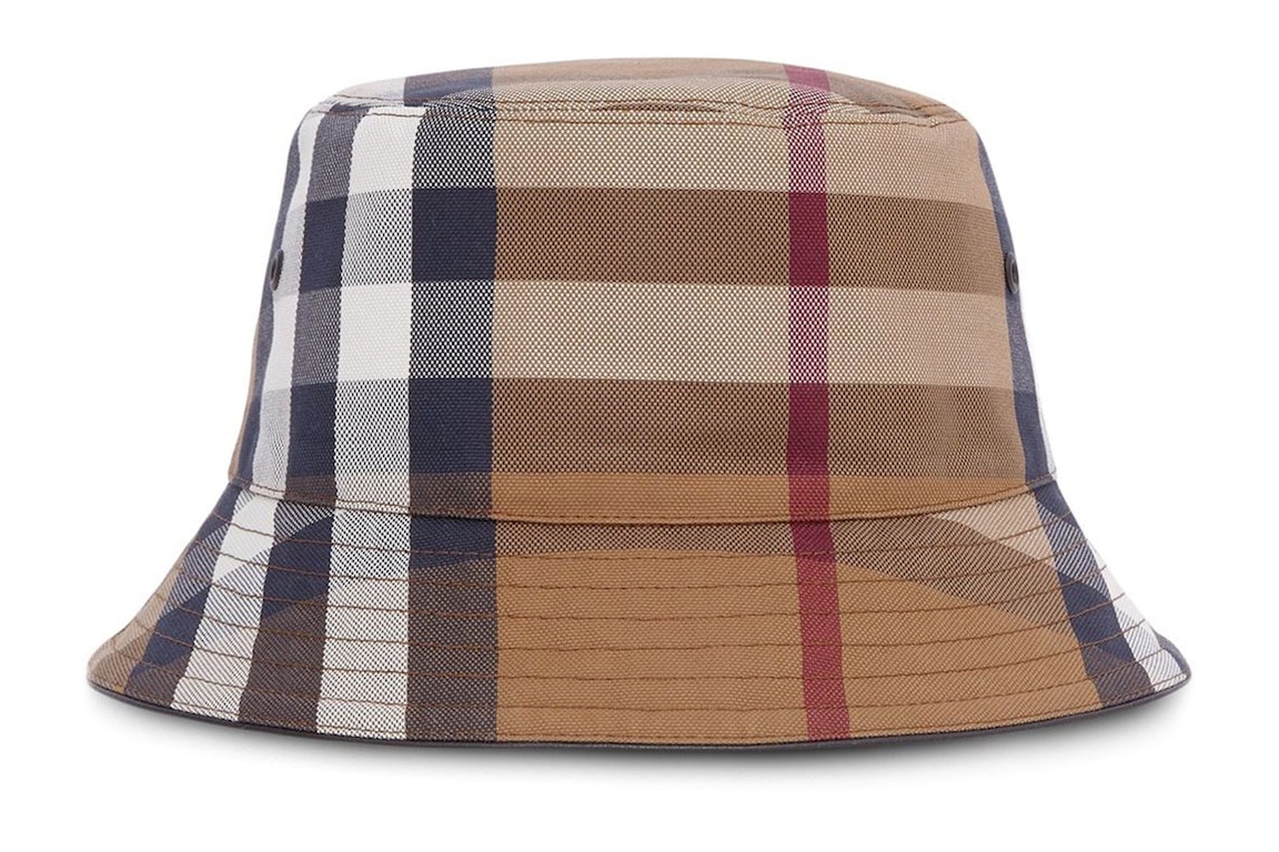 Pre-owned Burberry Check Cotton Canvas Bucket Hat Birch Brown