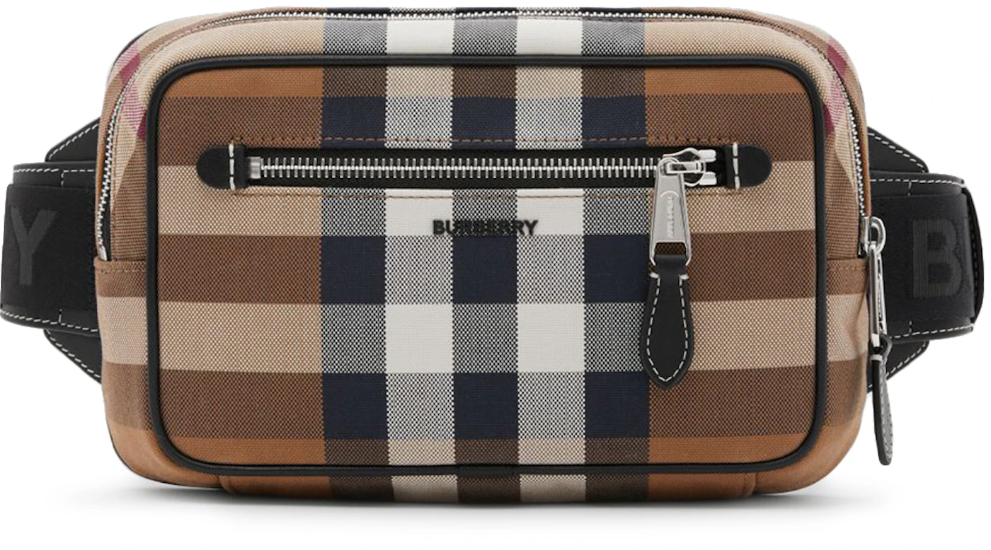 BURBERRY Small leather-trimmed checked cotton-canvas tote