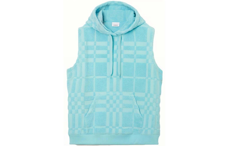Pre-owned Burberry Women's  Check Cotton Jacquard Hoodie In Blue