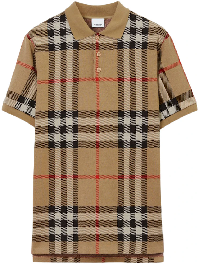 Short-sleeve Check Cotton Poplin Shirt in Archive Beige - Men