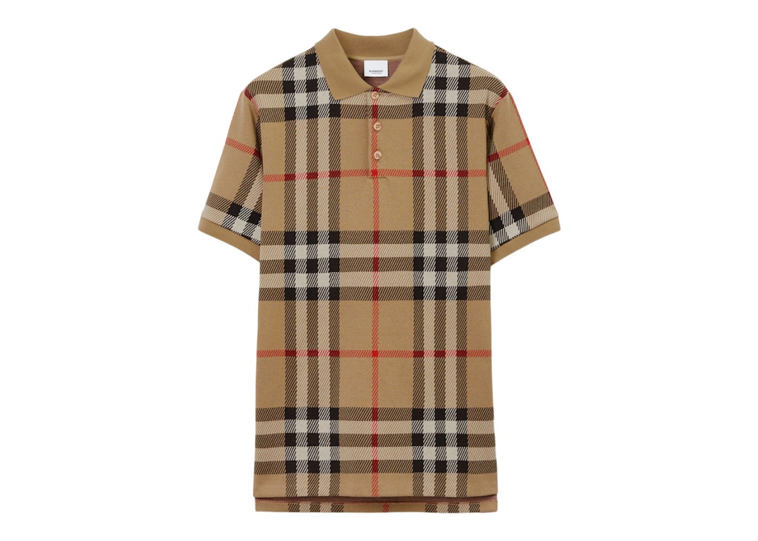 Pre-owned Burberry Check Cotton Jacquard Polo Shirt Archive Beige