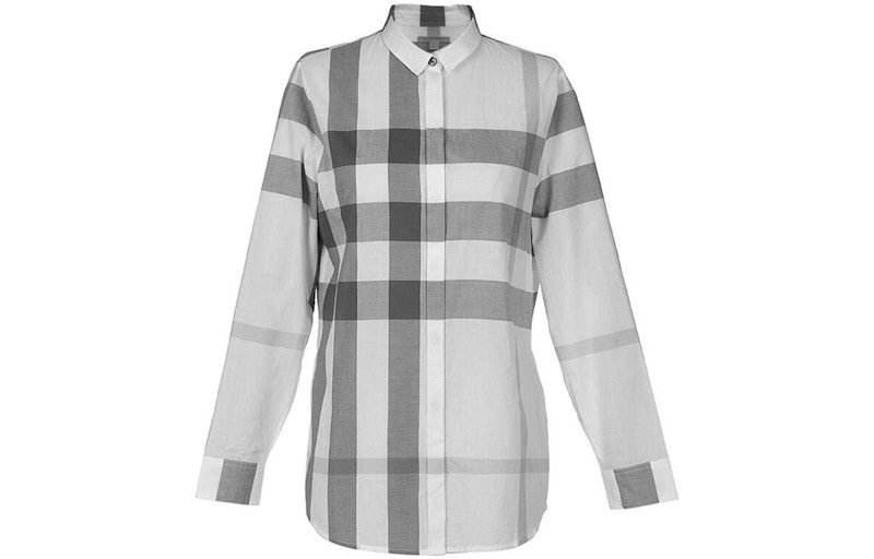 Pre-owned Burberry Women's Check Cotton Shirt In Check Light Gery