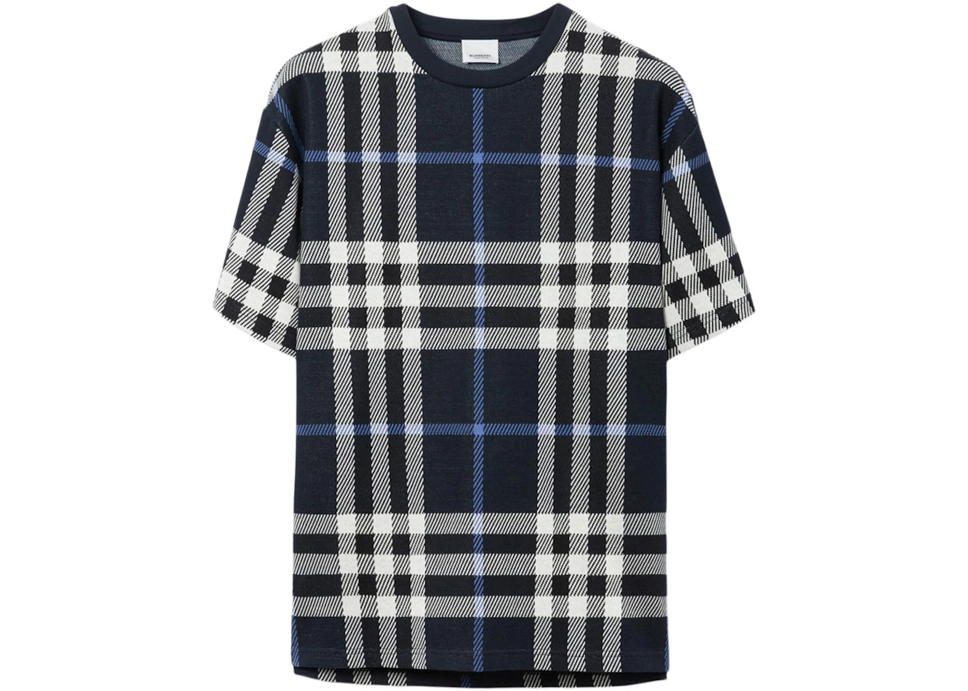 Burberry Check Cotton T-shirt White/Dark Blue Men's FW23 US