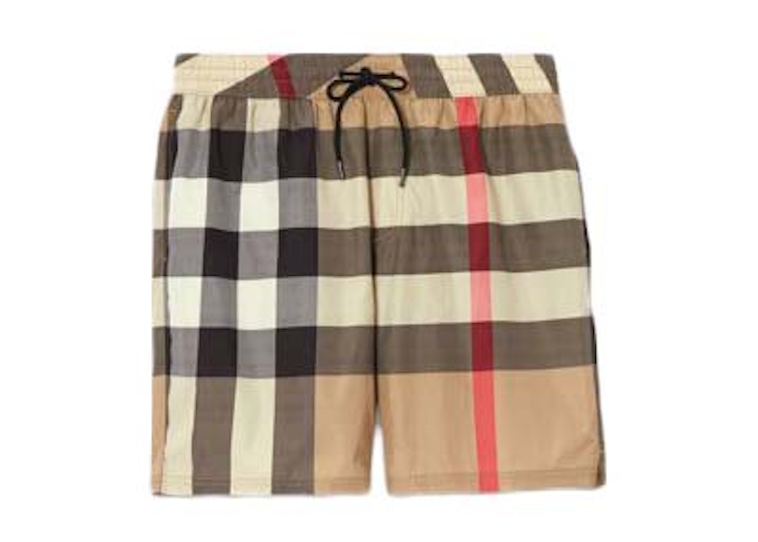 Pre-owned Burberry Check Drawcord Swim Shorts Archive Beige