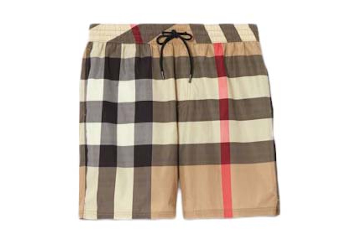 Pre-owned Burberry Check Drawcord Swim Shorts Archive Beige