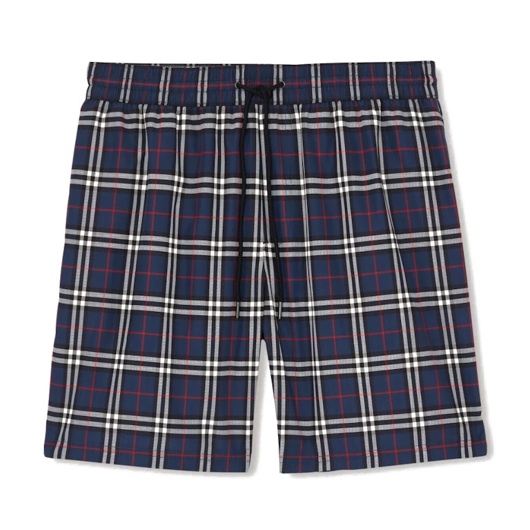 Pre-owned Burberry Check Drawcord Swim Shorts Carbon Blue