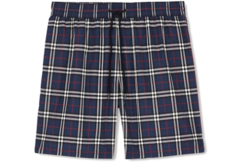 Short de bain à cordon de serrage Burberry Check Carbon Bleu Homme