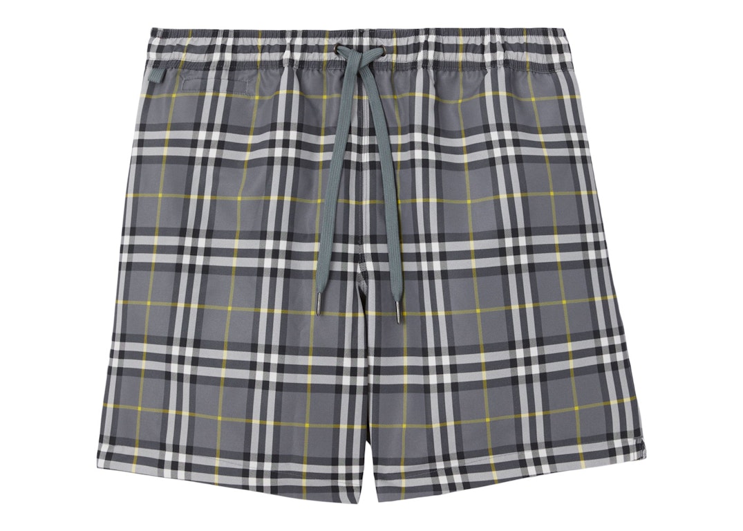 Pre-owned Burberry Check Drawcord Swim Shorts Storm Grey
