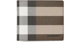 Burberry Check E-canvas International Bifold Wallet 8 slot Dark Birch Brown