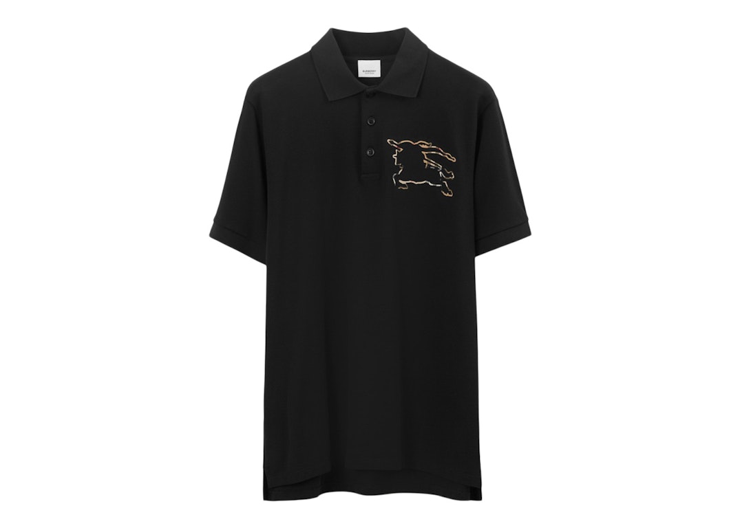 Pre-owned Burberry Check Ekd Cotton Pique Polo Shirt Black