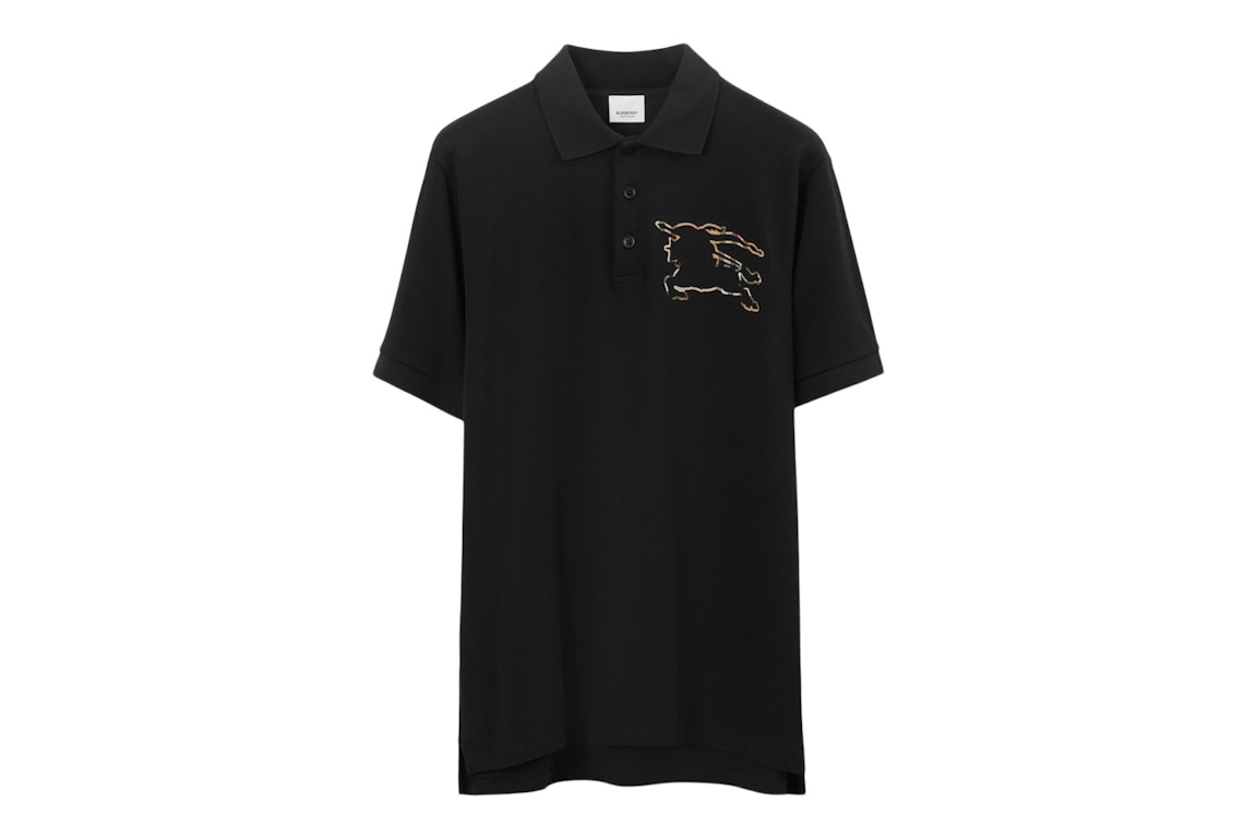Pre-owned Burberry Check Ekd Cotton Pique Polo Shirt Black