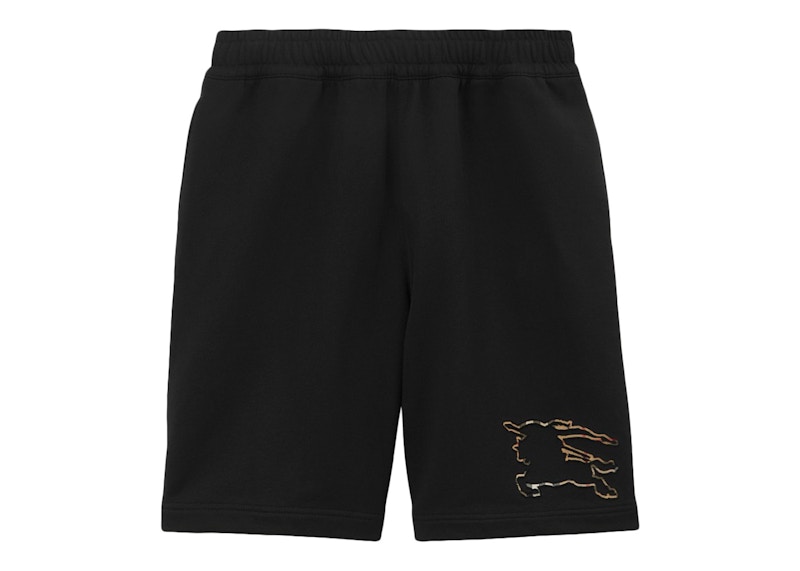Pre-owned Burberry Men's Check Ekd Cotton Shorts In Black