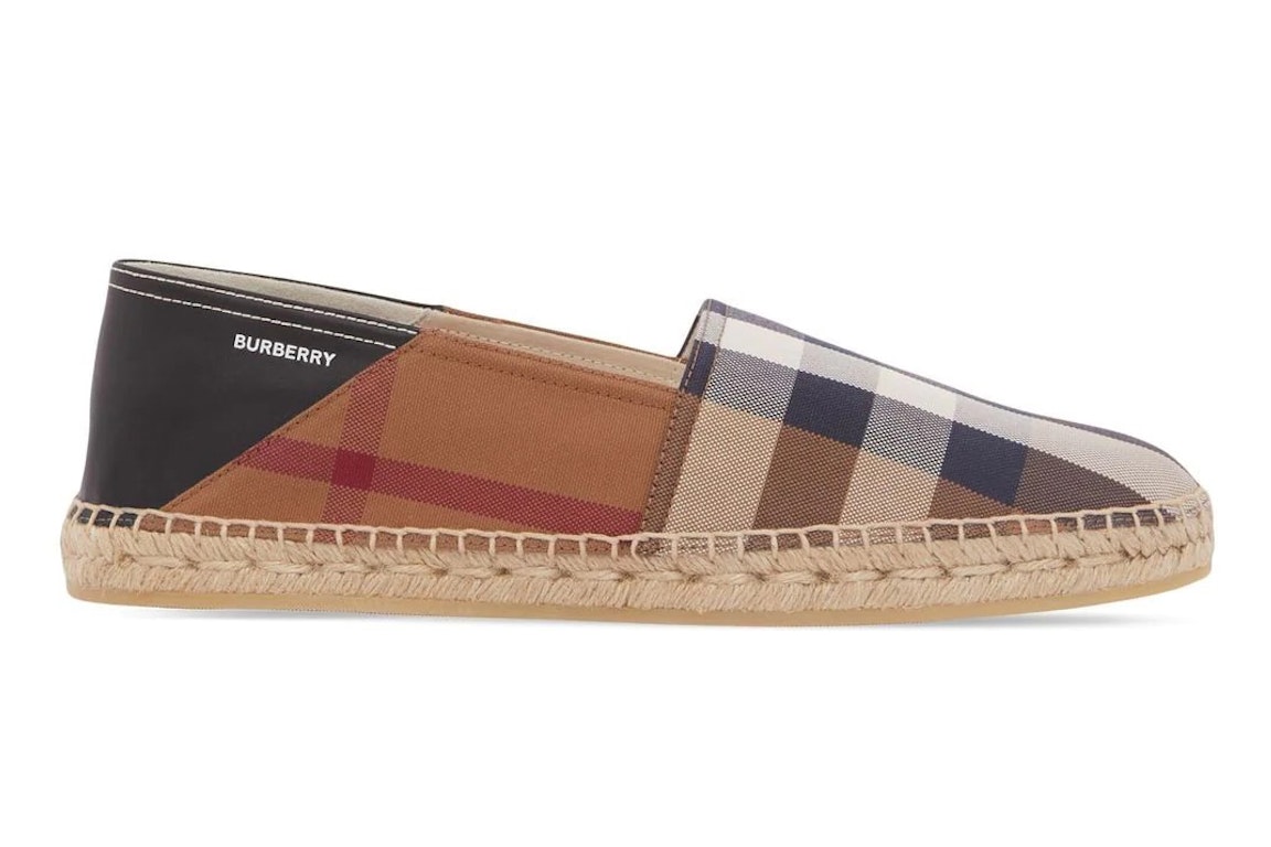 Pre-owned Burberry Check Espadrilles Birch Brown In Black/beige/brown