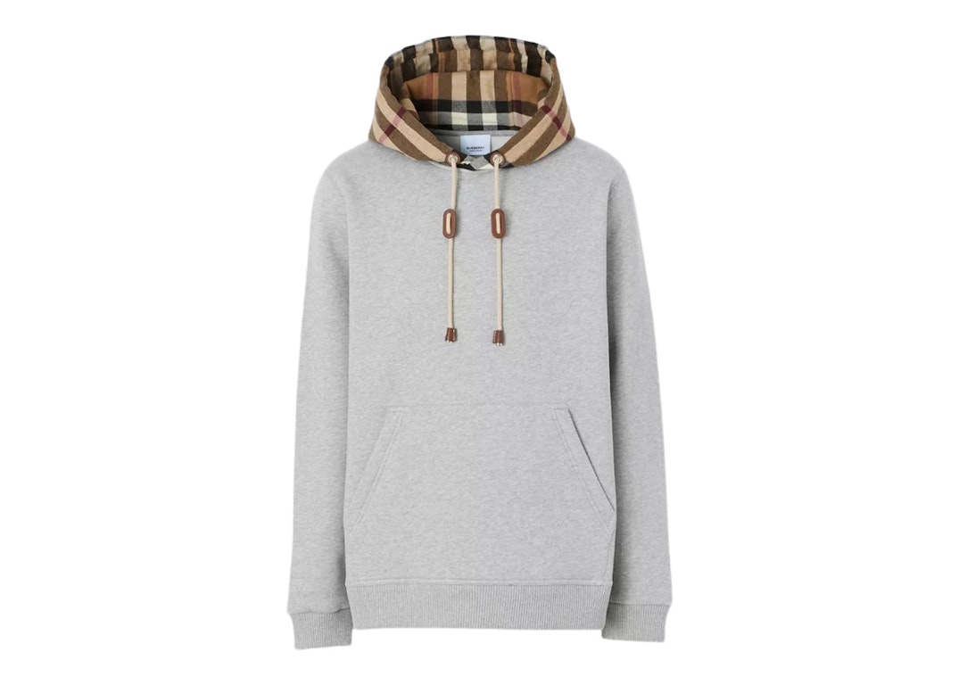 Pre-owned Burberry Check Hood Cotton Blend Hooded Sweatshirt Gray/beige