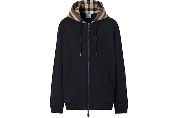 Burberry Check Hood Top con capucha de algodón negro