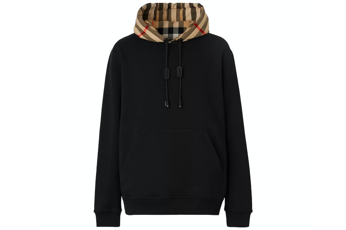 Pre-owned Burberry Check Hood Cotton Hoodie Black