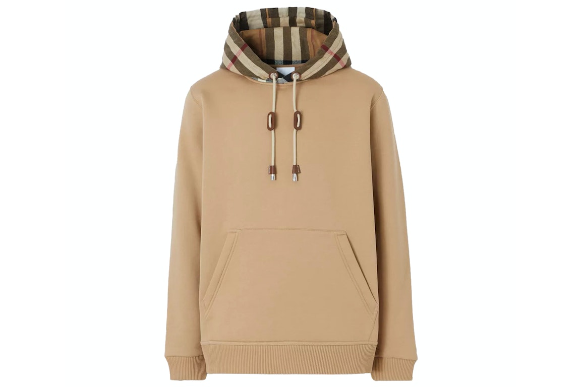 Pre-owned Burberry Check Hood Cotton Hoodie Camel
