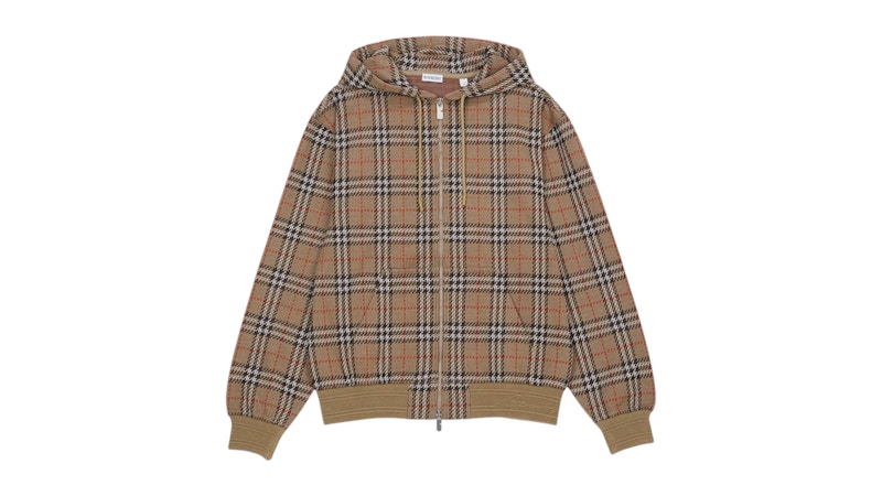 BURBERRY　バーバリー チェック柄 パーカー ベージュ Burberry Check Zip Up Hoodie Beige Men's - US