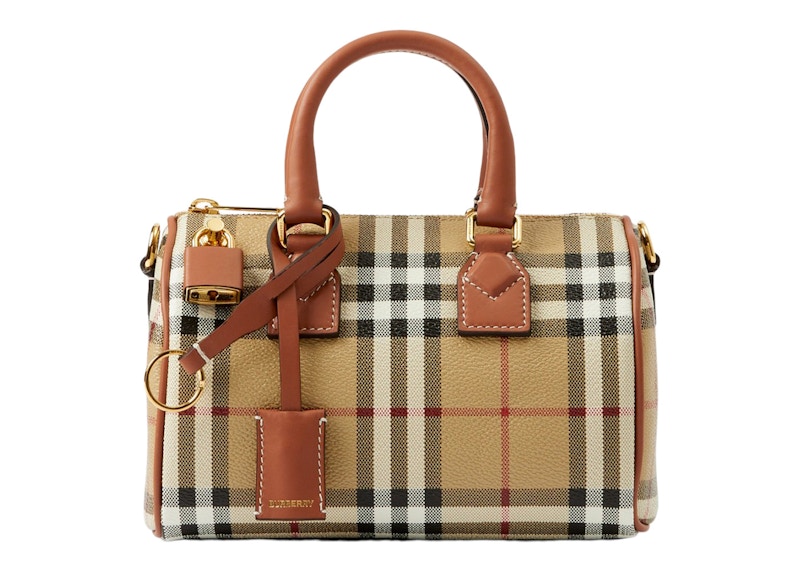 Burberry Check Mini Bowling Bag Archive Beige/Briar Brown in