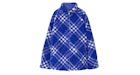 Burberry Check-Pattern Fleece Jacket Cobalt Blue/White