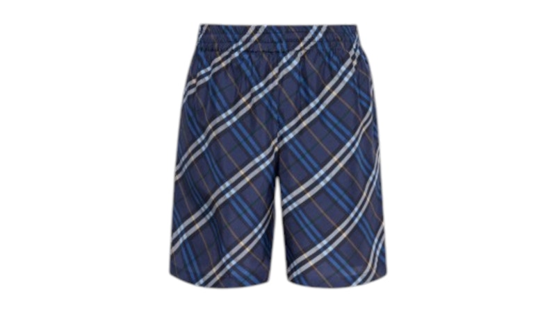 Burberry Check Pattern Silk Short Blue