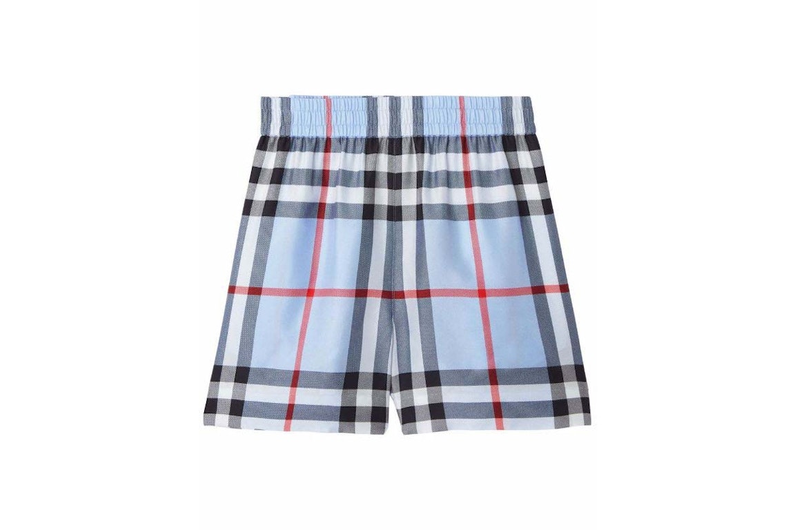 Pre-owned Burberry Check-pattern Silk Shorts Blue
