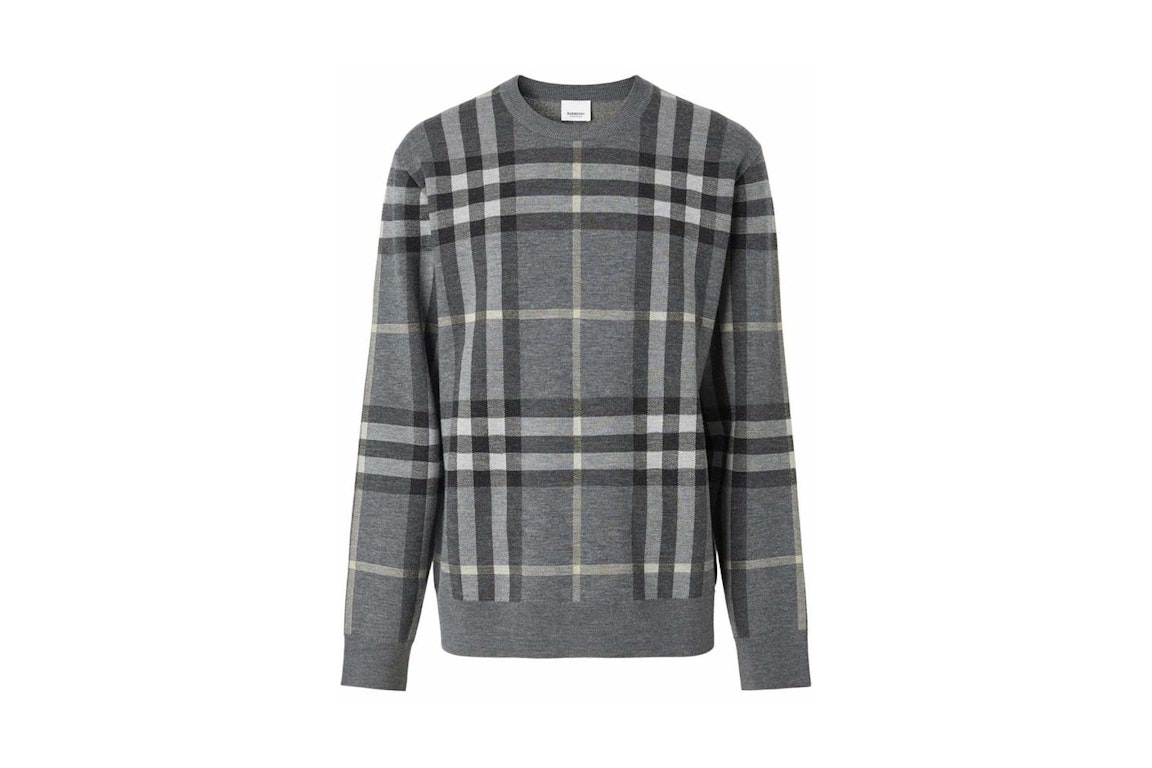 Pre-owned Burberry Check-pattern Wool-silk Sweater Grey