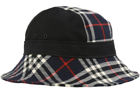 Burberry Check Print Bucket Hat Navy US - Main Image